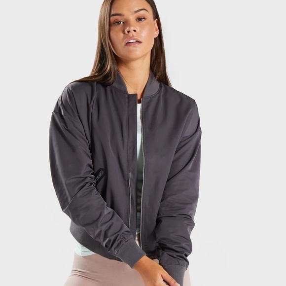 Gymshark Women's Gray Bomber Jacket - Picture 2 of 8